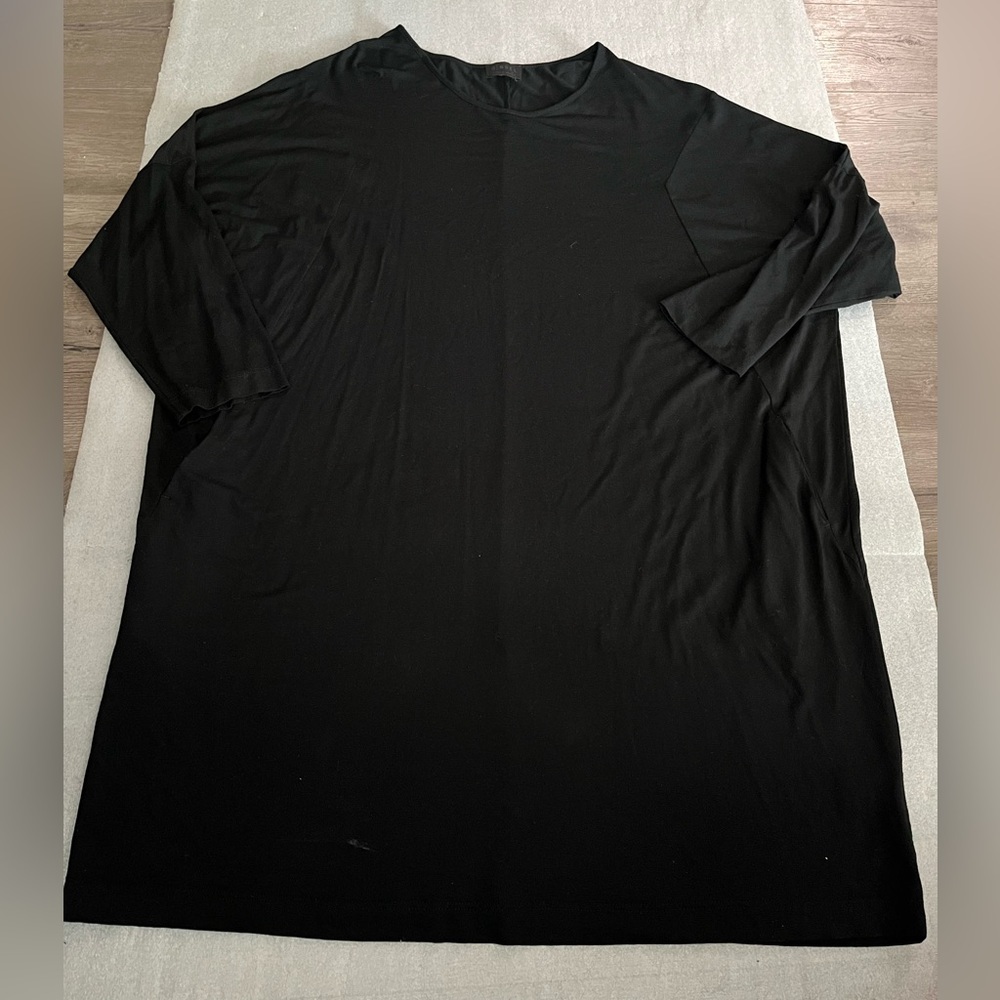 [3XL]Q Neel Black T-Shirt Balman Sleeve Tunic Dress